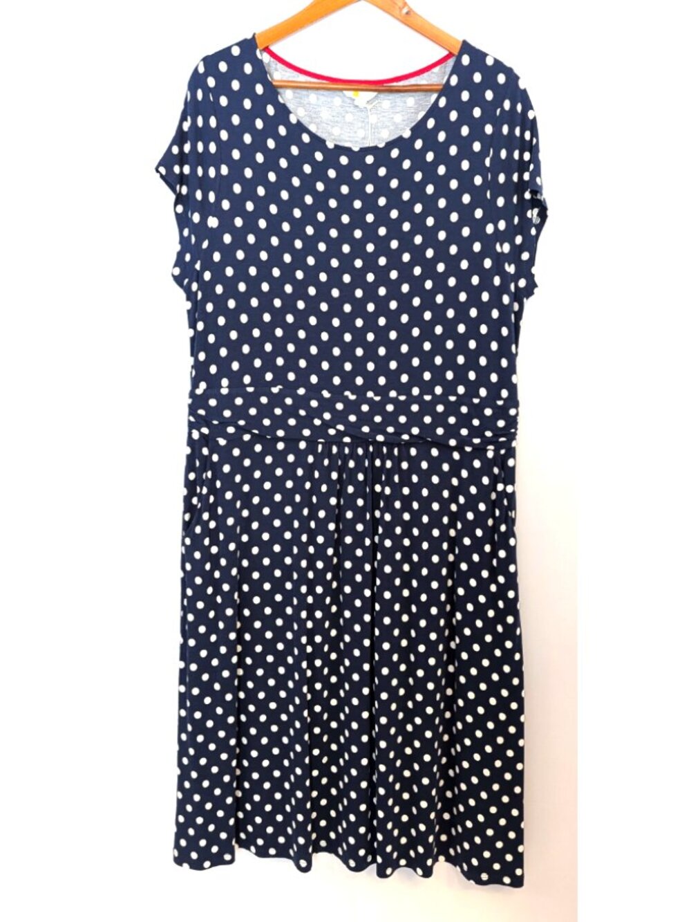 NWT Boden Amelie Jersey Dress Navy Polka Dot |  Size US 16/18R - Picture 7 of 14